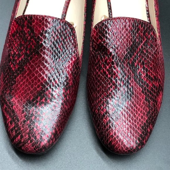 Zara  Burgundy Snakeskin Women's Flats with Rhinestones - Picture 2 of 15